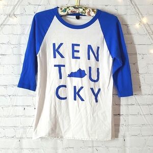 Kentucky Wildcats UK Navy Blue Baseball Quarter Sleeve Oversized Top Womens XS